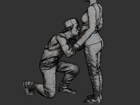 Donna incinta Ragazzo Bacio 3D Print Model