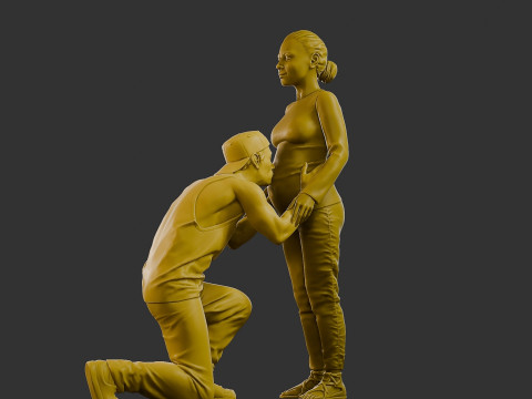 Donna incinta Ragazzo Bacio 3D Print Model