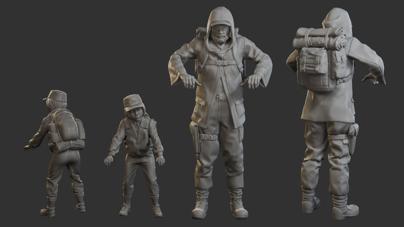 Post-Apocalyptic Male PAM3 001 3D Print Model .c4d .max .obj .3ds .fbx .stl .blend 