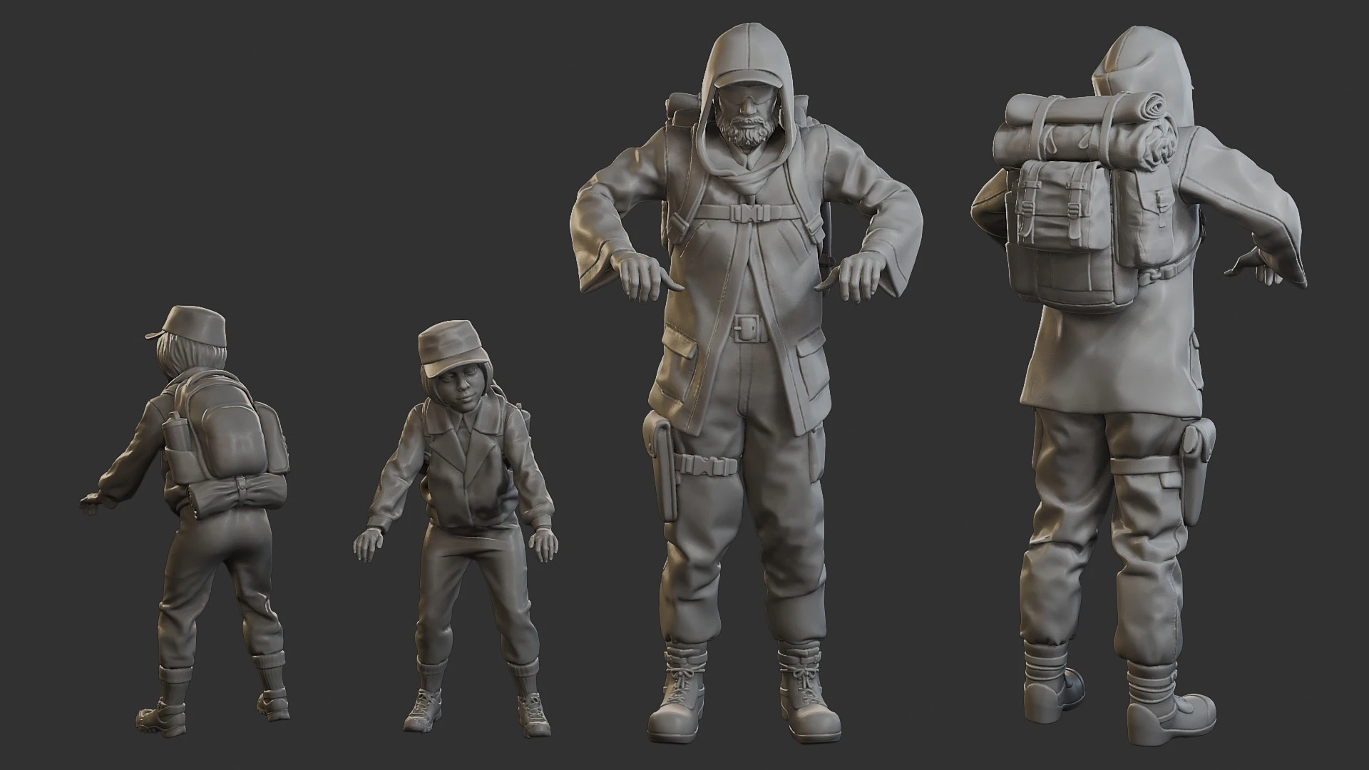 Post-Apocalyptic Male PAM3 001 3D Print Model .c4d .max .obj .3ds .fbx .stl .blend 