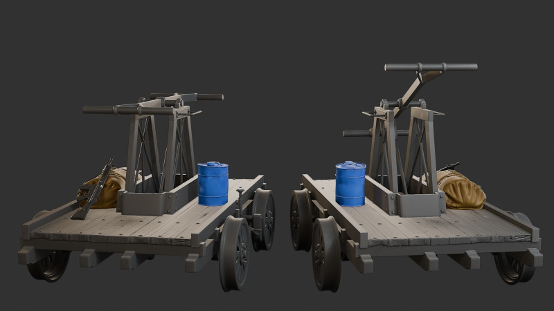 HandCar Railroad 3D Print Model .c4d .max .obj .3ds .fbx .stl .blend