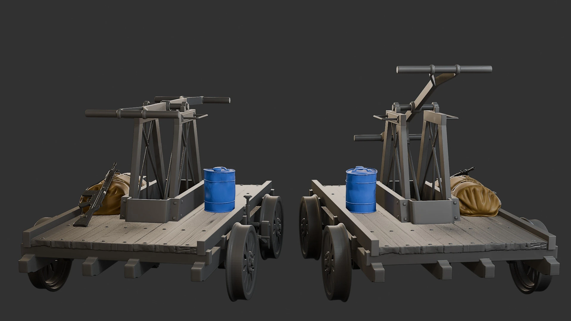 HandCar Railroad 3D Print Model .c4d .max .obj .3ds .fbx .stl .blend