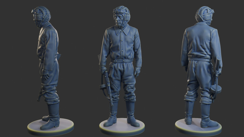 Équipage de char soviétique russe STC WW2 1 001 Modèles 3D en vedette .c4d .max .obj .3ds .fbx .stl .blend 