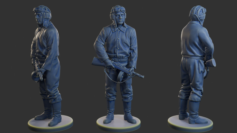 Załoga rosyjskiego czołgu STC WW2 1 003 Model do druku 3D .c4d .max .obj .3ds .fbx .stl .blend