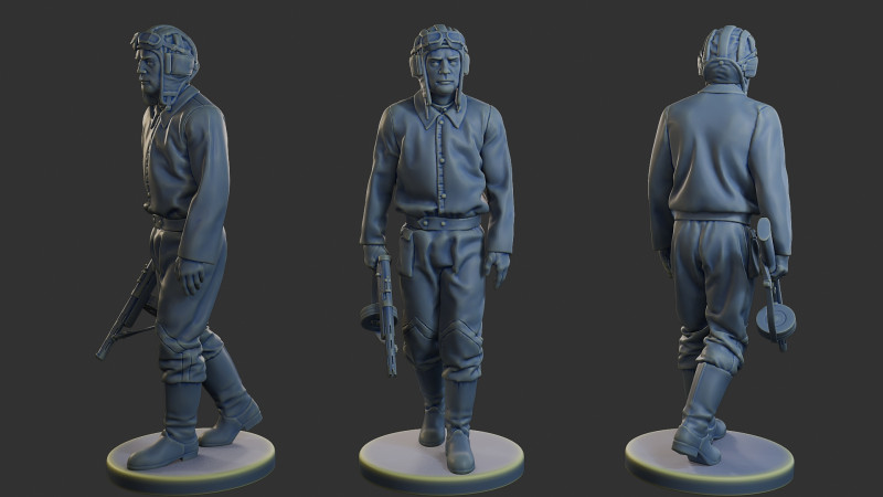 ロシア ソビエト戦車乗組員 STC WW2 1 007 3Dプリントモデル .c4d .max .obj .3ds .fbx .stl .blend 