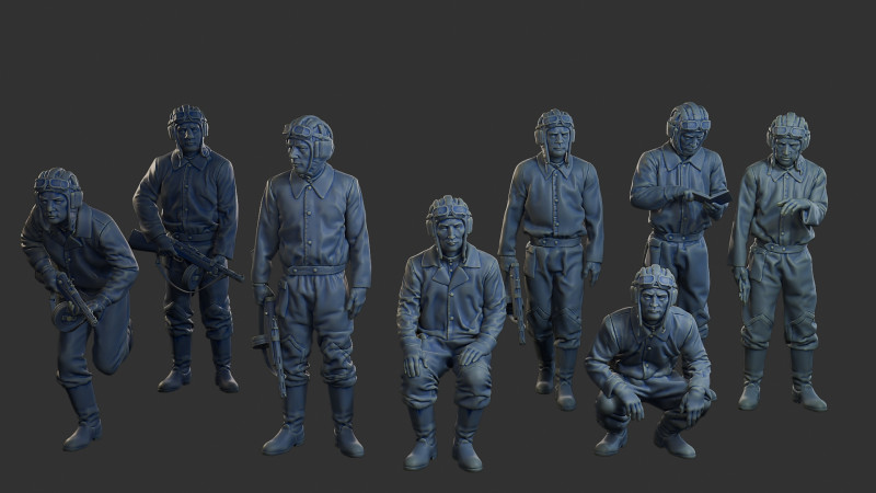 Rus Sovyet tankı Mürettebat STC WW2 1 Paket 1 3D Baskı Modeli .c4d .max .obj .3ds .fbx .stl .blend 