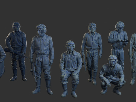 러시아 소련 탱크 승무원 STC WW2 1 팩 1 3D 프린트 모델
