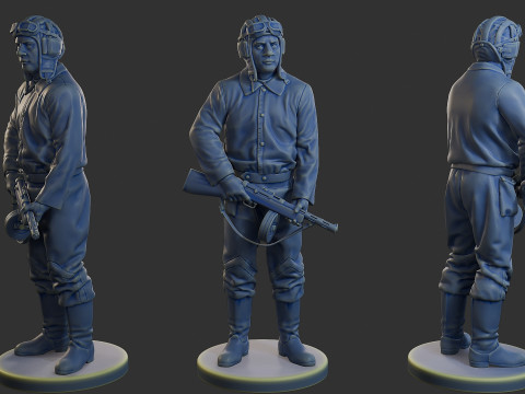 Rus Sovyet tankı Mürettebat STC WW2 1 Paket 1 3D Baskı Modeli