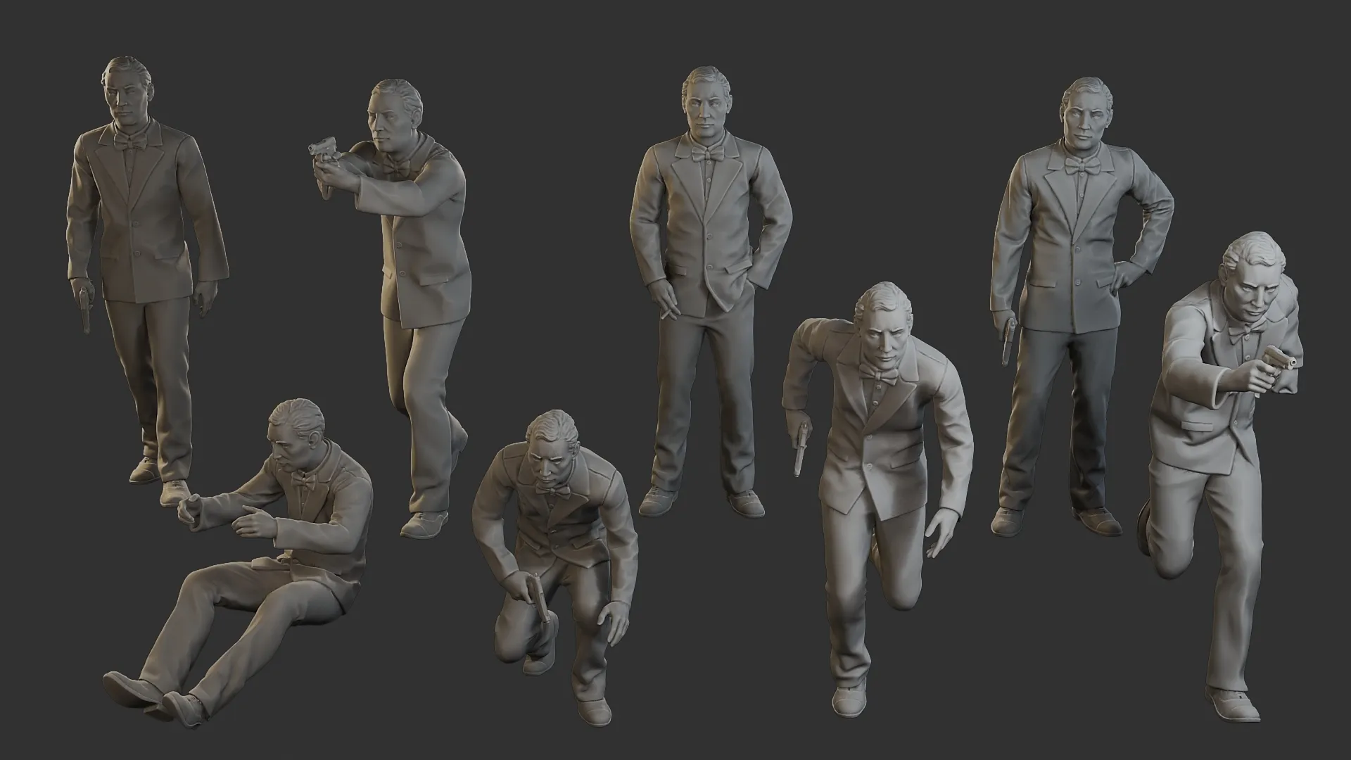Male Spy Agent MSA1 Pack1 3D Print Model .c4d .max .obj .3ds .fbx .stl .blend 