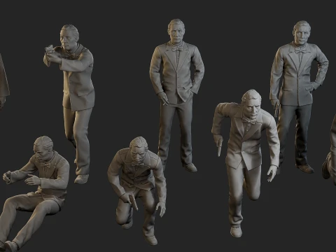 Male Spy Agent MSA1 Pack1 3D Print Model