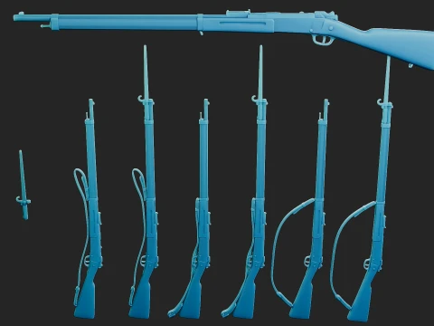 Free French Lebel 1886 WW1 Rifle 3Dプリントモデル