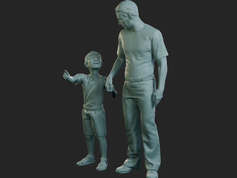 Street Father Son 001 3D Print Model