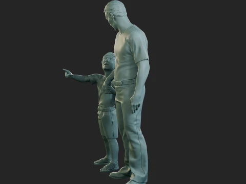 Street Father Son 001 3D Print Model