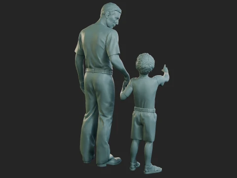 Street Father Son 001 3D Print Model