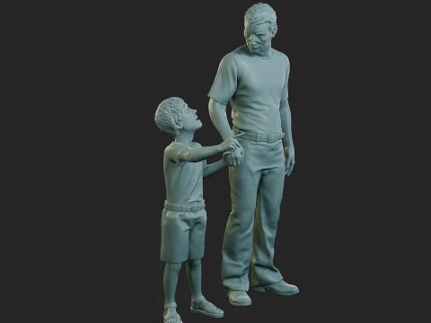 Street Father Son 001 3D Print Model