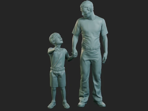 Street Father Son 001 3D Print Model