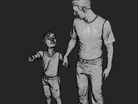 Street Father Son 001 3D Print Model