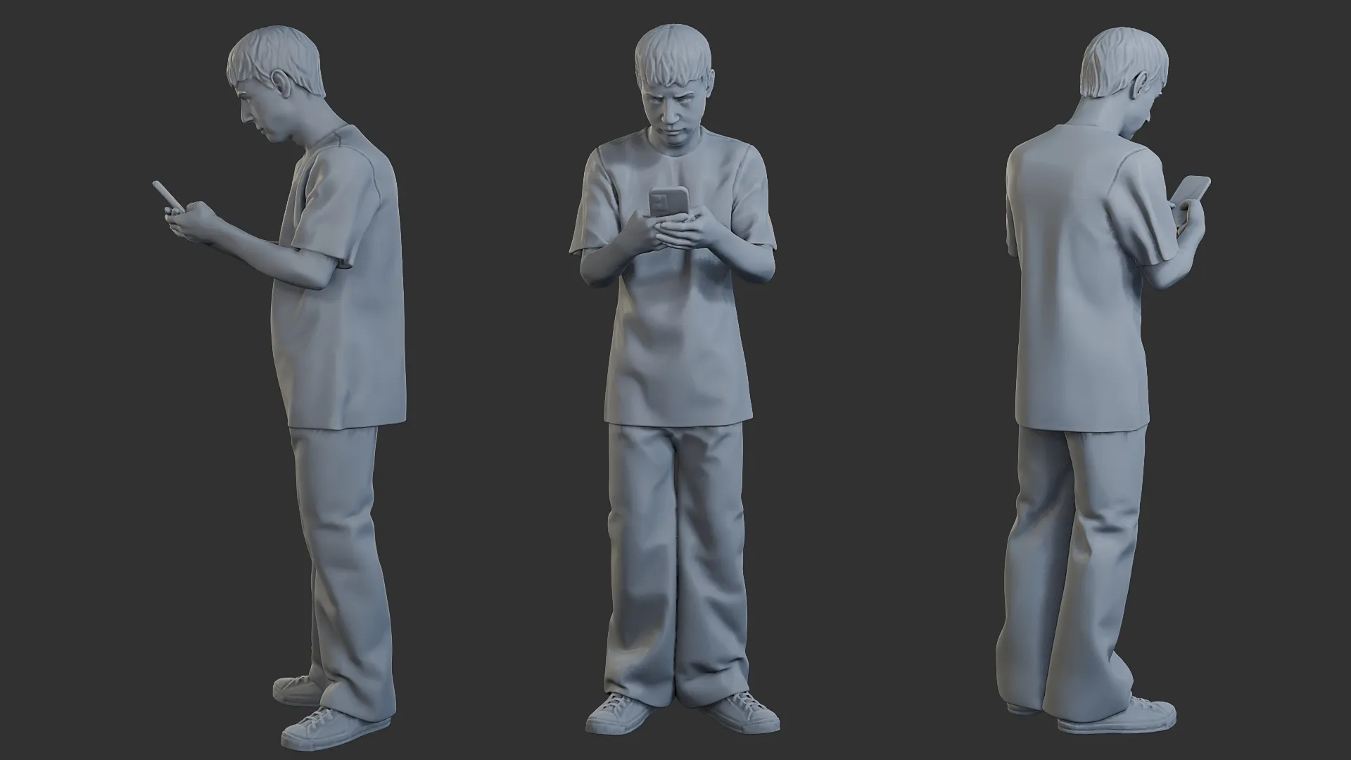 Street Boy 001 3D Print Model .c4d .max .obj .3ds .fbx .stl .blend 