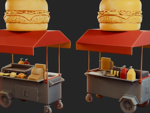 Hamburguer Street Cart 3Dプリントモデル