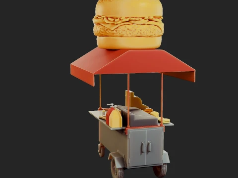 Hamburguer Street Cart 3D Print Model