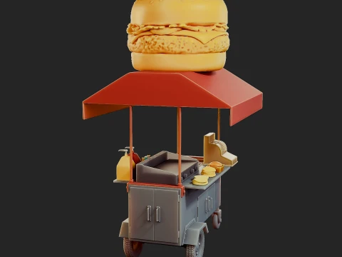 Hamburguer Street Cart 3D Print Model