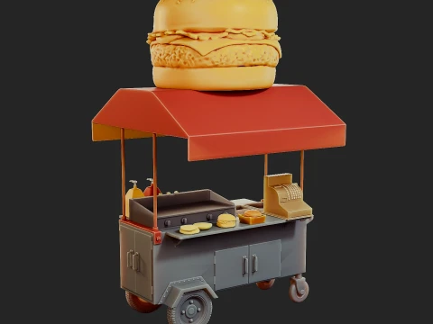 Hamburguer Street Cart 3D Print Model