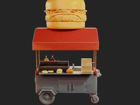 Hamburguer Street Cart 3D Print Model
