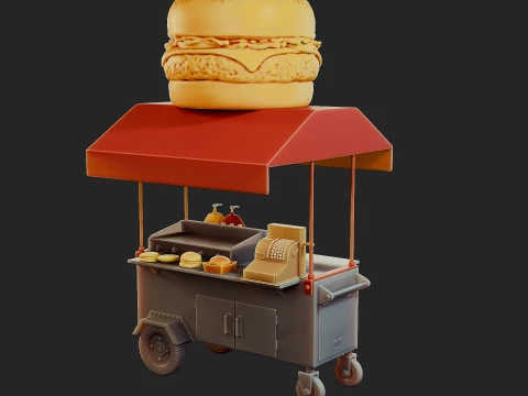 Hamburguer Street Cart 3D Print Model