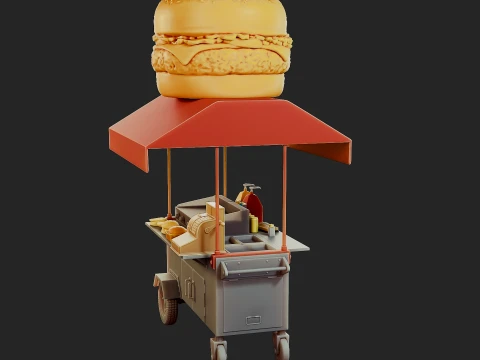 Hamburguer Street Cart 3D Print Model