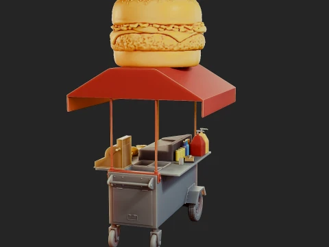 Hamburguer Street Cart 3D Print Model