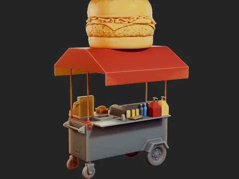 Hamburguer Street Cart 3D Print Model