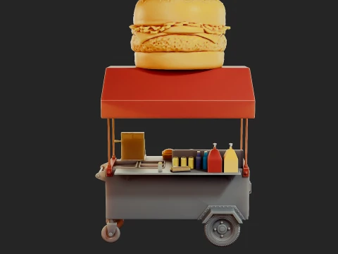 Hamburguer Street Cart 3D Print Model