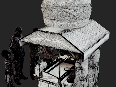 Hamburguer Street Cart Diorama Pack 3D Print Model