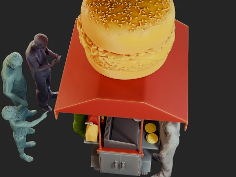 Hamburguer Street Cart Diorama Pack 3D Print Model