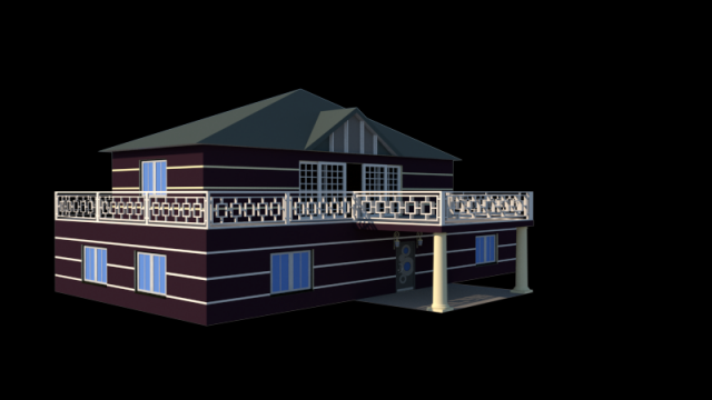 two storey house 3D Model .c4d .max .obj .3ds .fbx .stl .blend 