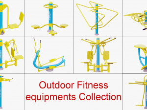 outdoor fitness equipments collection 3D Model
