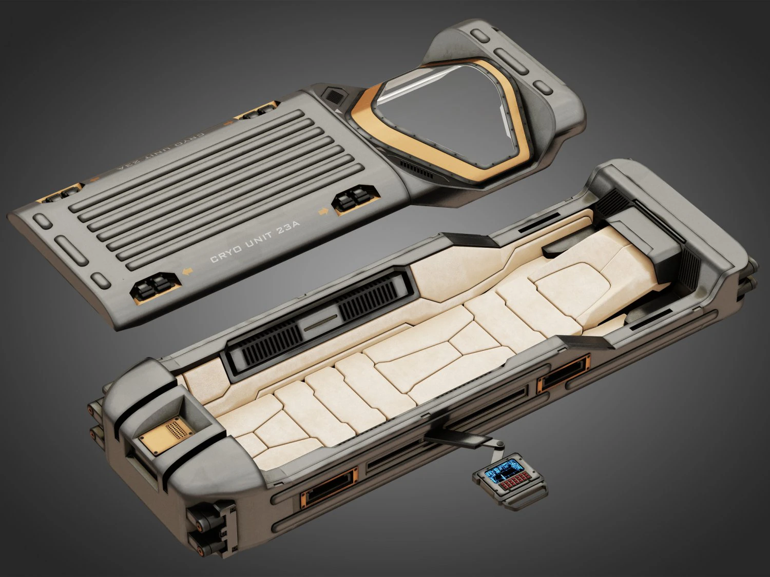 sci-fi cryo chamber cryopod 3D Model .c4d .max .obj .3ds .fbx .stl .blend 