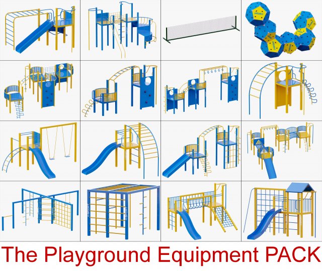 the playground equipment pack 3D 模型 .c4d .max .obj .3ds .fbx .stl .blend 