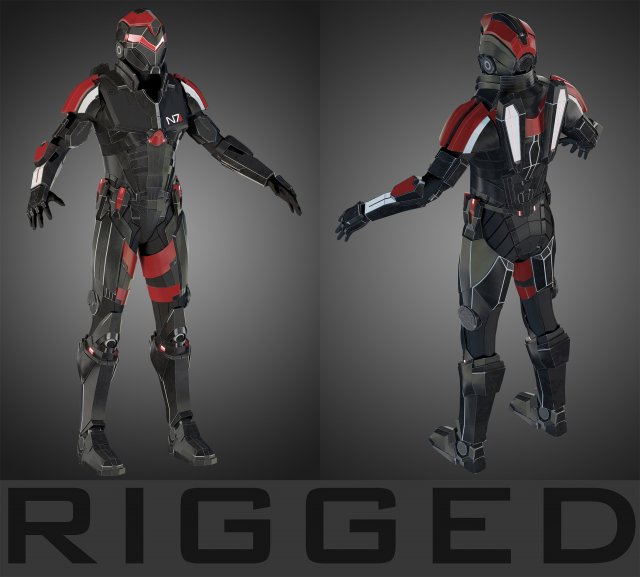 futuristic soldier rigged 3D Модель .c4d .max .obj .3ds .fbx .stl .blend 
