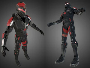 futuristic soldier rigged 3D Model