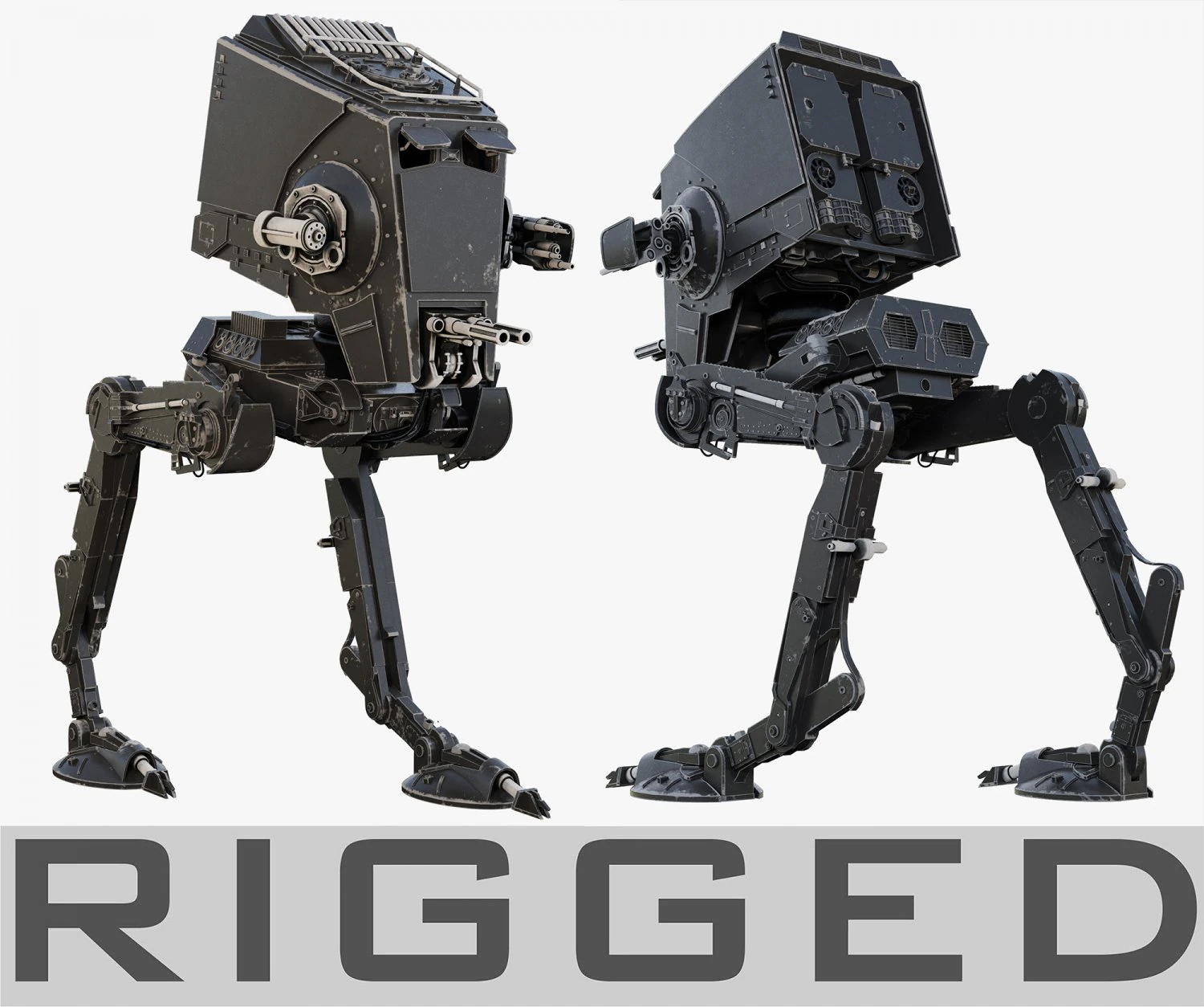 star wars at-st walker rigged 3D Model .c4d .max .obj .3ds .fbx .stl .blend