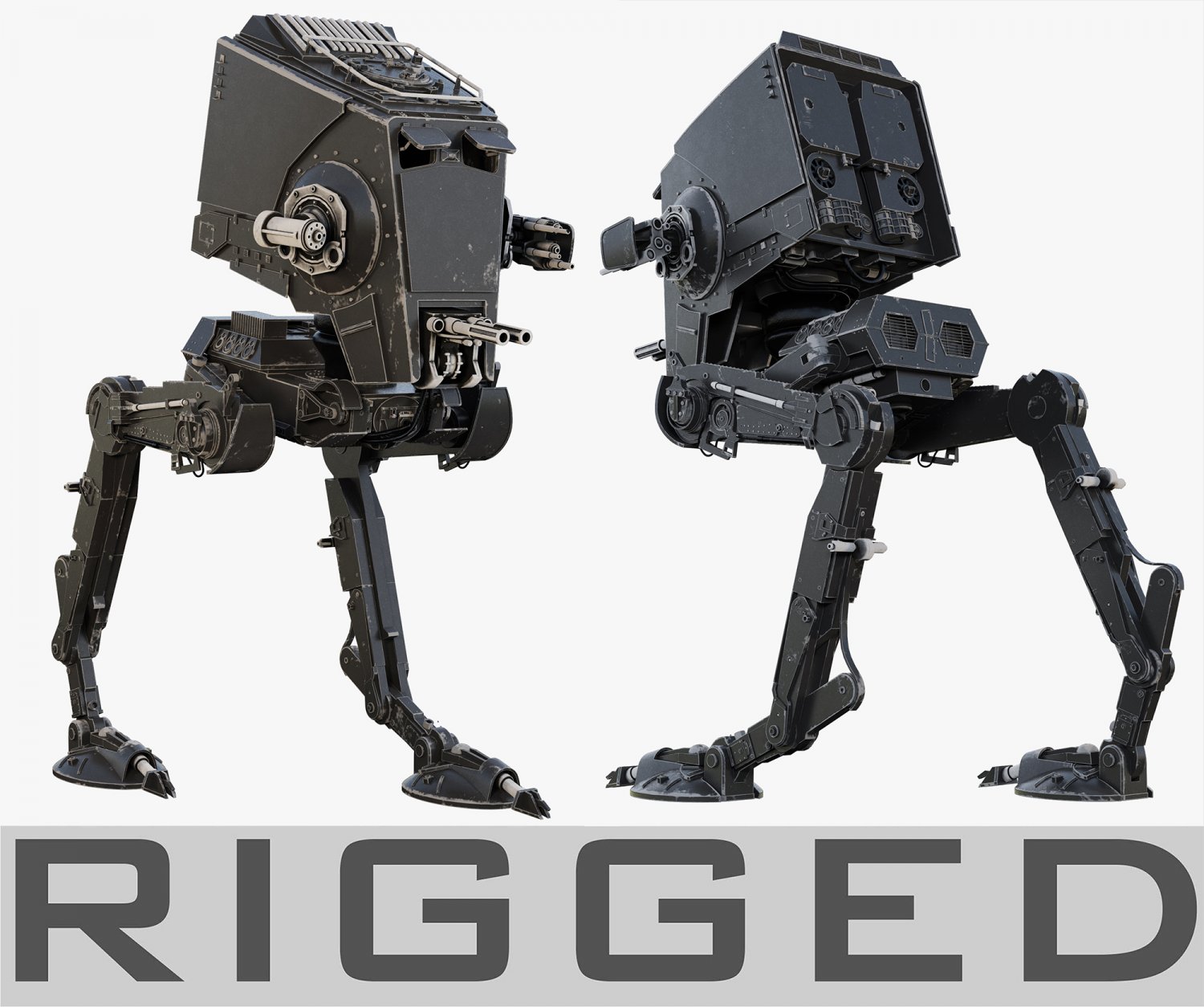 star wars at-st walker rigged 3D-Modell in Roboter 3DExport