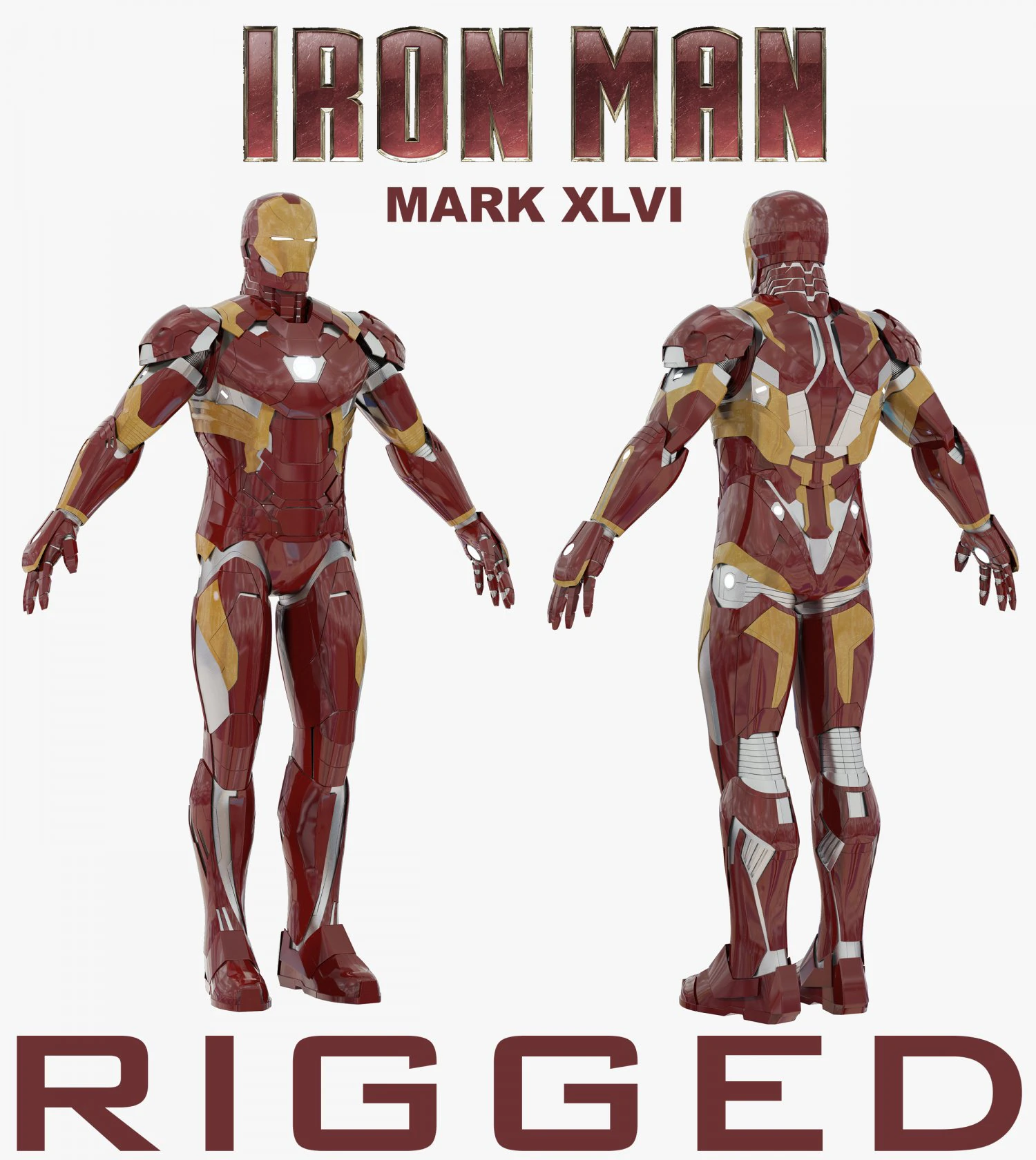 iron man mark xlvi rigged 3D Model .c4d .max .obj .3ds .fbx .stl .blend