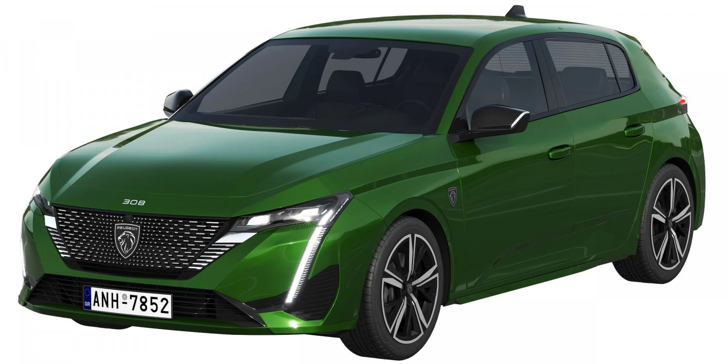 peugeot 308 hybrid 2022 3D Model .c4d .max .obj .3ds .fbx .stl .blend 