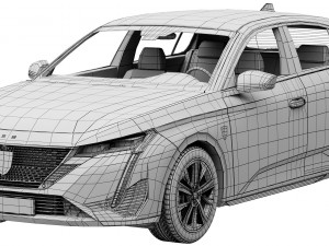 peugeot 308 hybrid 2022 3Dモデル