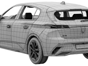 peugeot 308 hybrid 2022 3D Model