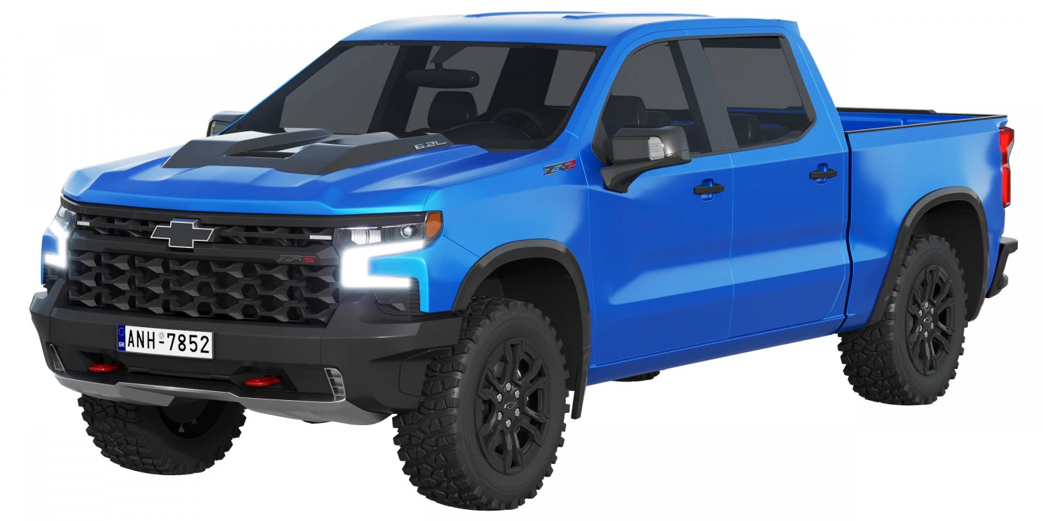 Chevrolet Silverado ZR2 2022 Modello 3D .c4d .max .obj .3ds .fbx .stl .blend 