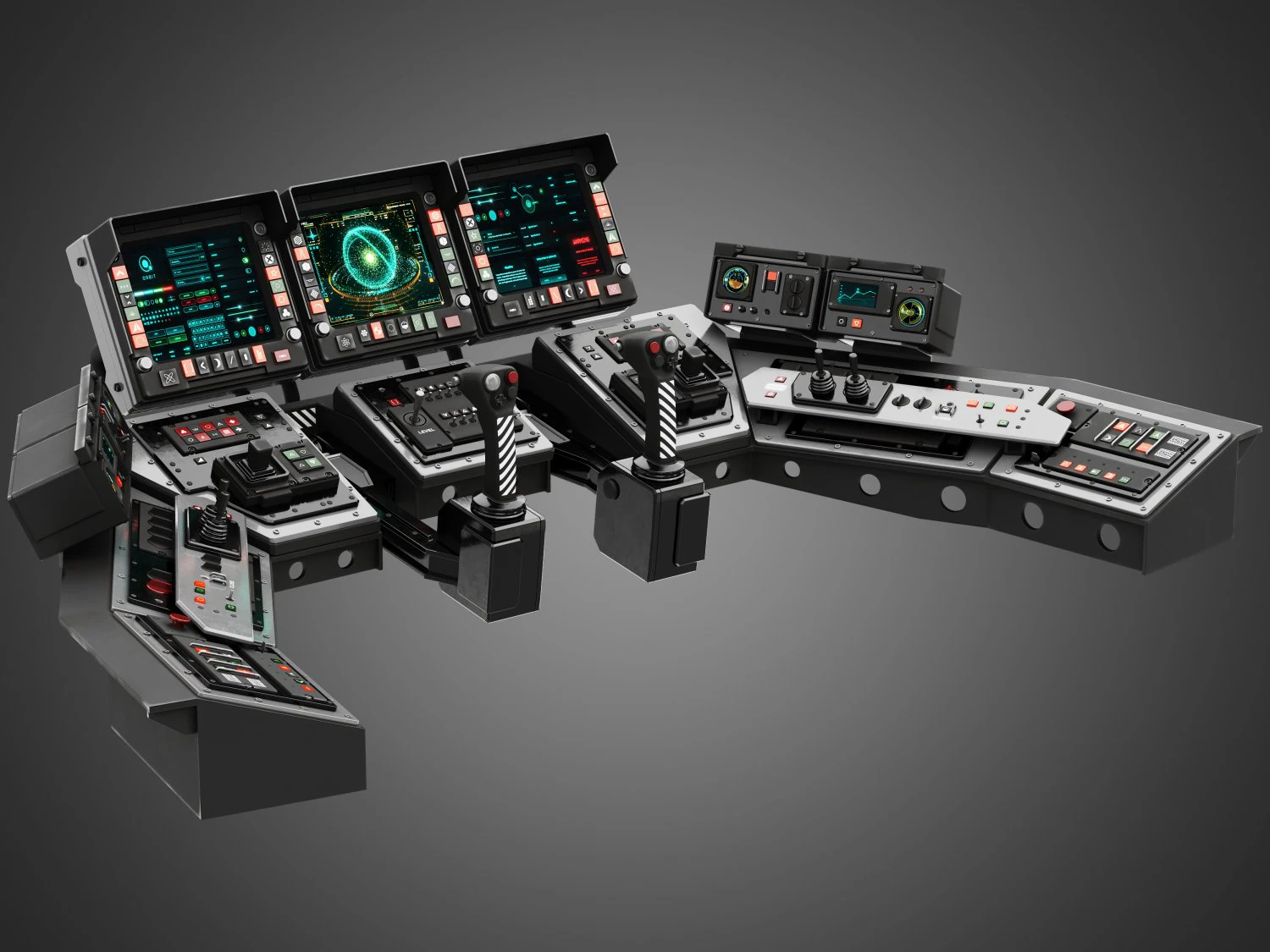 Spaceship control panel 3D Model .c4d .max .obj .3ds .fbx .stl .blend 
