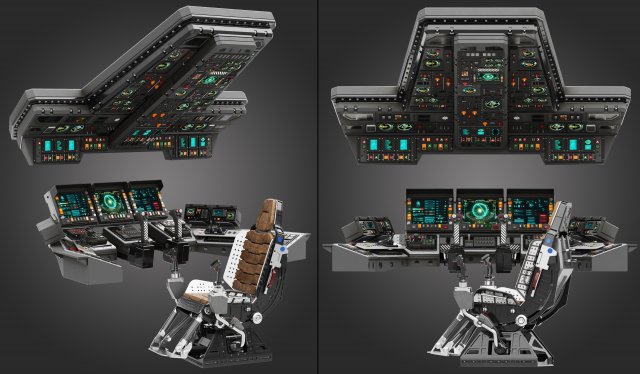 Spaceship bridge interior 3D Model .c4d .max .obj .3ds .fbx .lwo .lw .lws