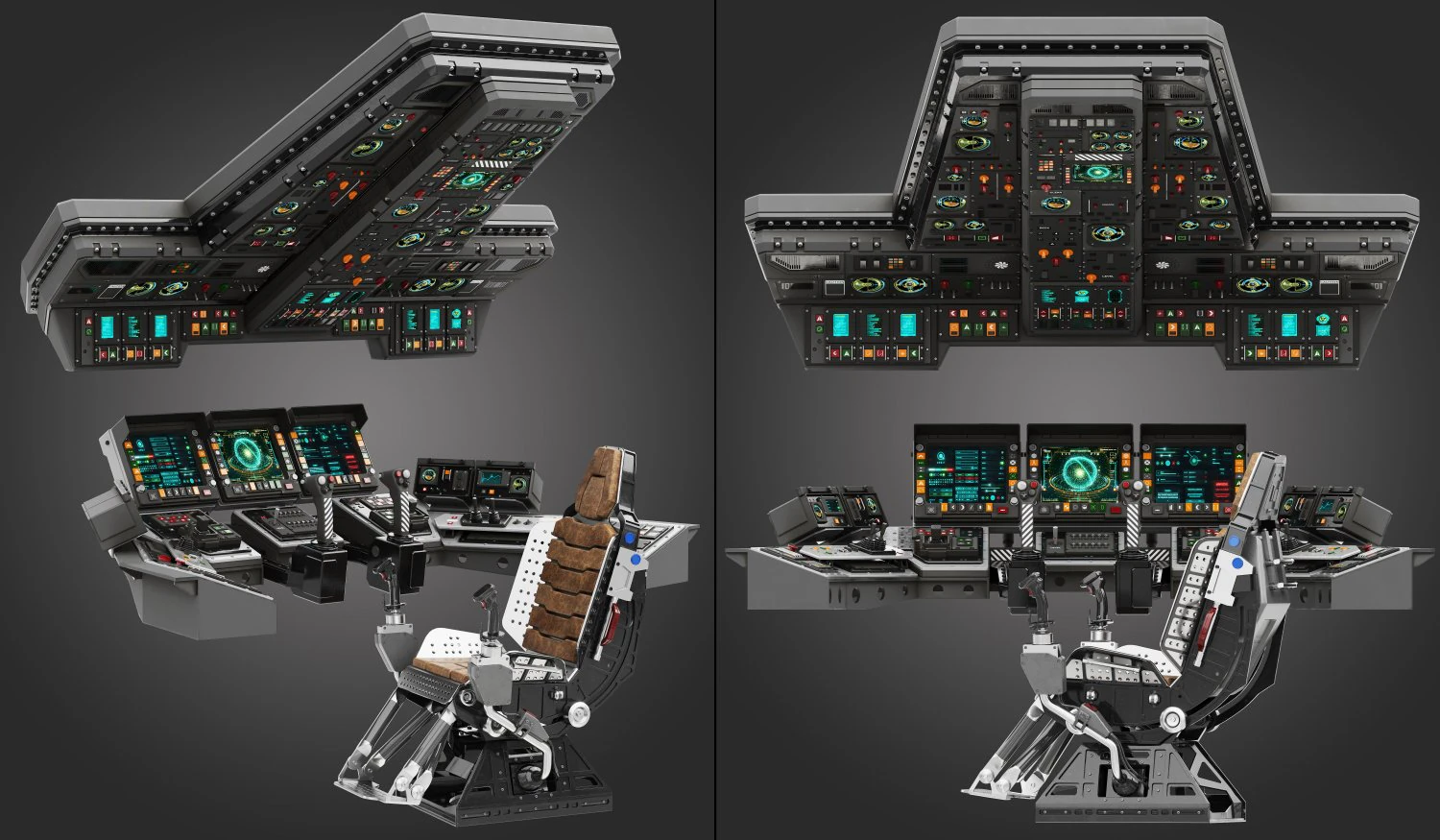 Spaceship bridge interior 3D Model .c4d .max .obj .3ds .fbx .stl .blend 